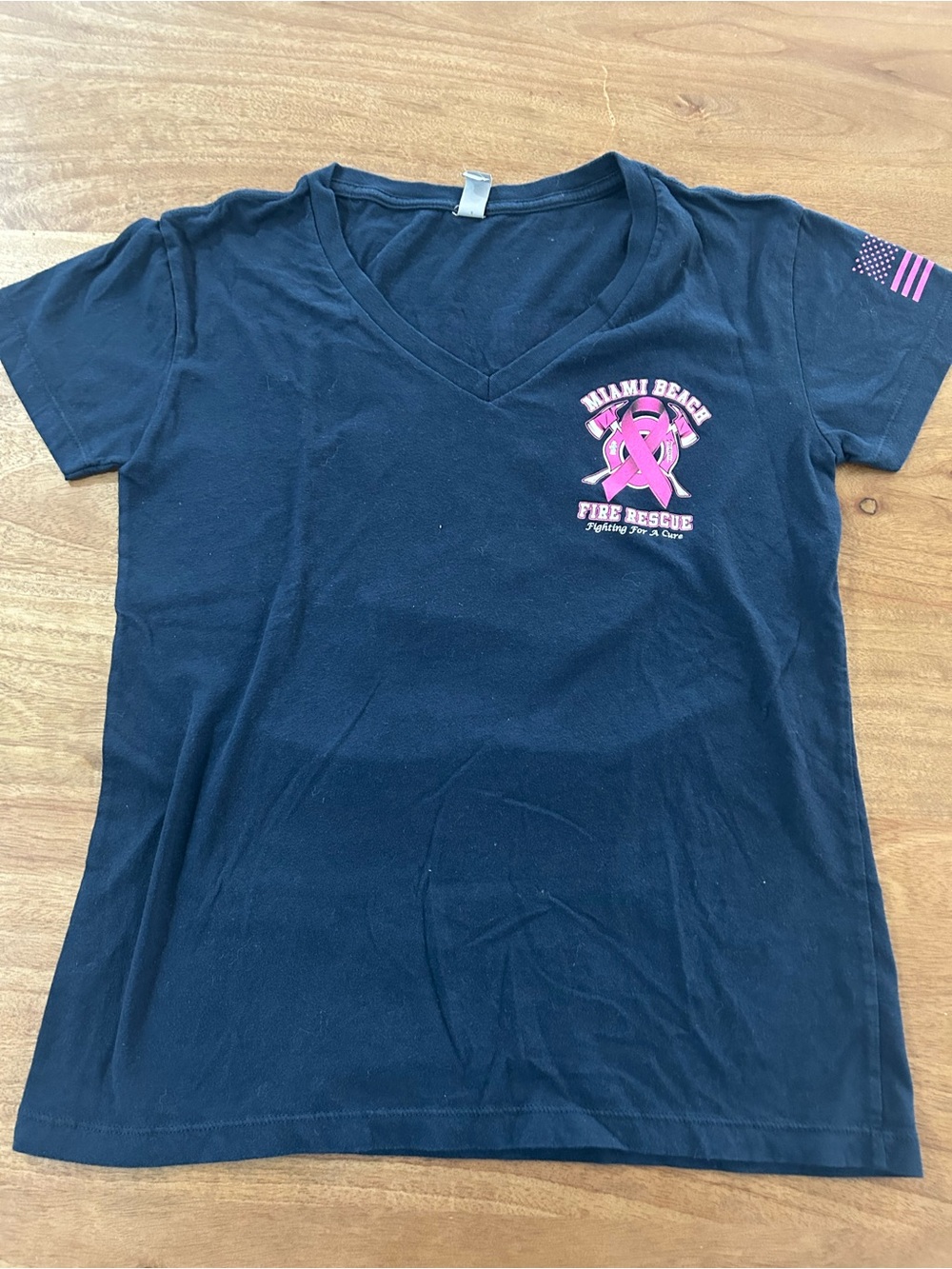 Next Level Apparel Navy V-Neck Tee with Tag Detail